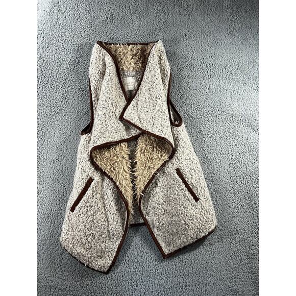 Altar'd State Vest Women Medium Open Front Faux Shearling Wool Blend Outerwear - Picture 3 of 16